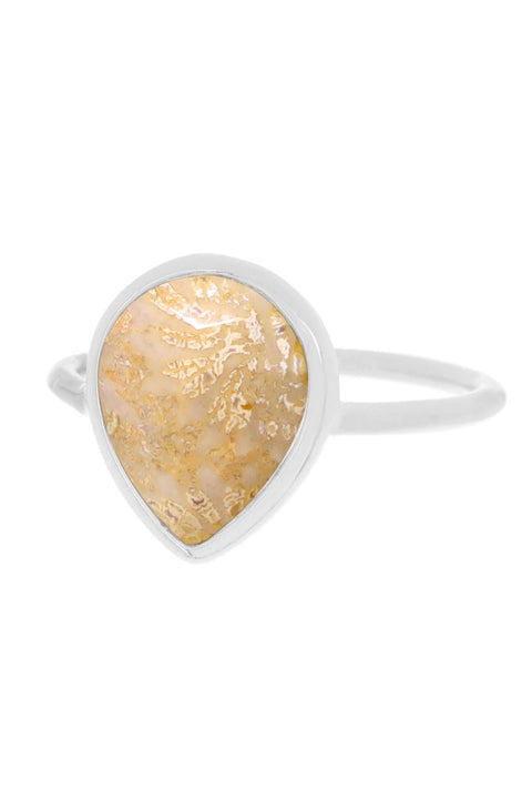 Lily Fossil Teardrop Ring - SF