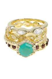 Amazonite Crystal & CZ Stack Ring - GF