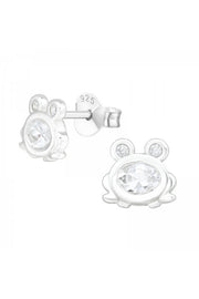 Sterling Silver Frog Ear Studs With Cubic Zirconia - SS