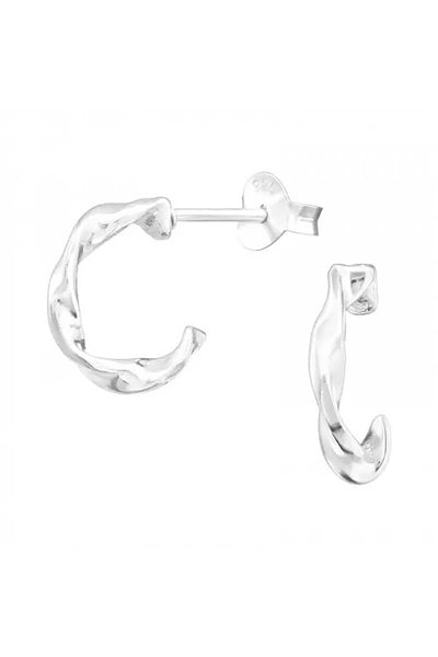 Sterling Silver Twisted Half Hoop Ear Studs - SS