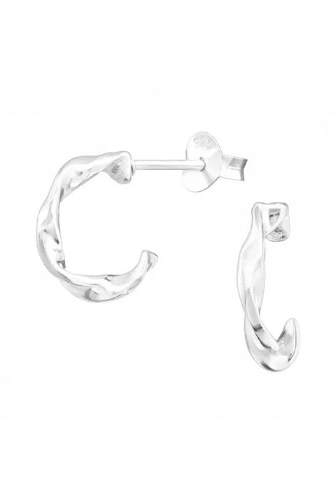 Sterling Silver Twisted Half Hoop Ear Studs - SS