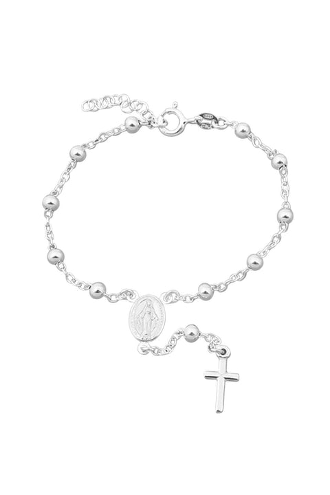 Sterling Silver Rosary Charm Bracelet - SS