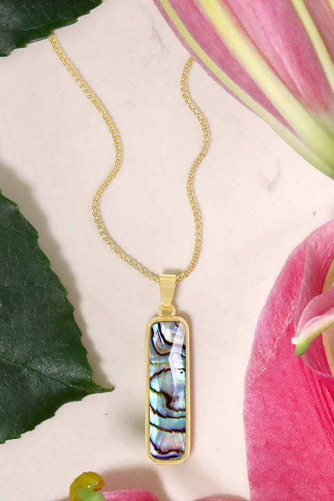 Abalone Rectangle Pendant Necklace - GF