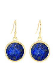 Lapis Fancy Cut Round Earrings - GF