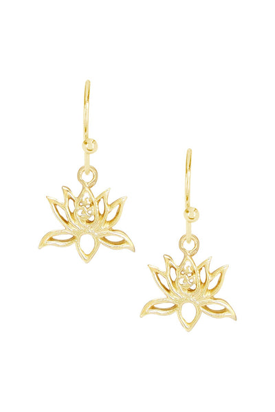 14k Gold Plated Lotus Drop Earrings - GF