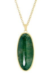 Moss Agate Oval Pendant Necklace - GF