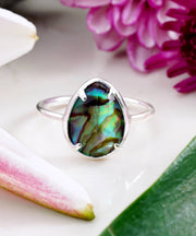 Abalone Quartz Pear Cut Ring - SF