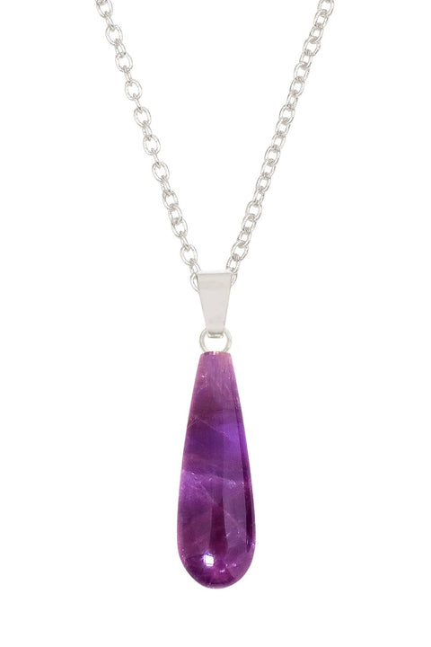 Amethyst Teardrop Pendant Necklace - SF