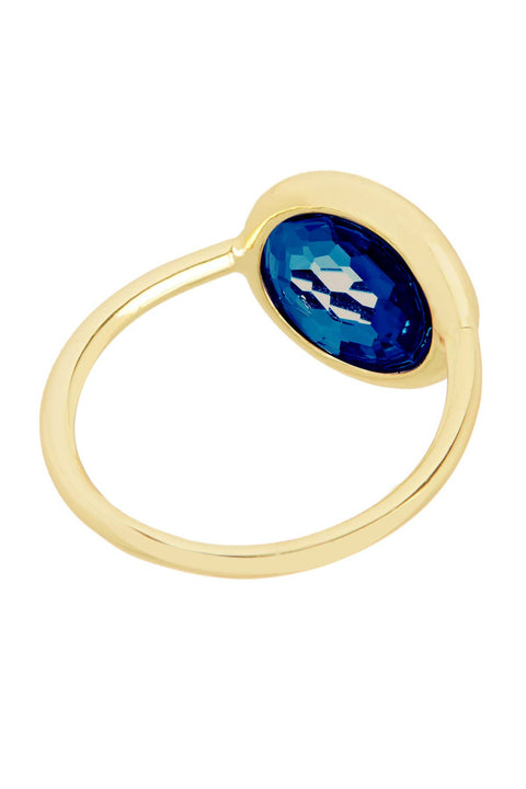 London Blue Crystal Round Ring - GF