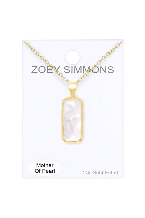 Mother Of Pearl Rectangle Necklace - GF
