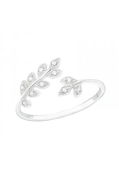 Sterling Silver Branch Ring With CZ - SS