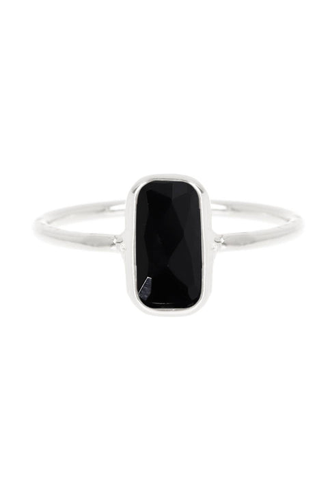 Black Onyx Rectangle Petite Ring - SF