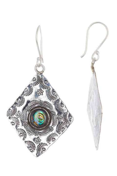 Abalone Textured Drop Earrings - SF