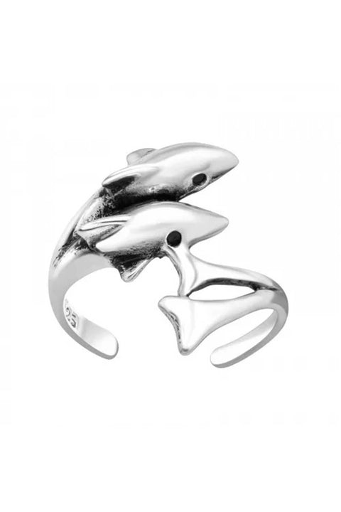 Sterling Silver Dolphin Adjustable Toe Ring - SS