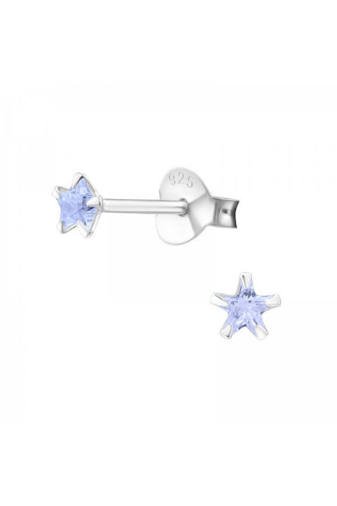 Sterling Silver Star 3mm Ear Studs With Cubic Zirconia - SS