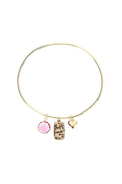 Raspberry Crystal Best Friends Sliding Charm Bracelet - GF