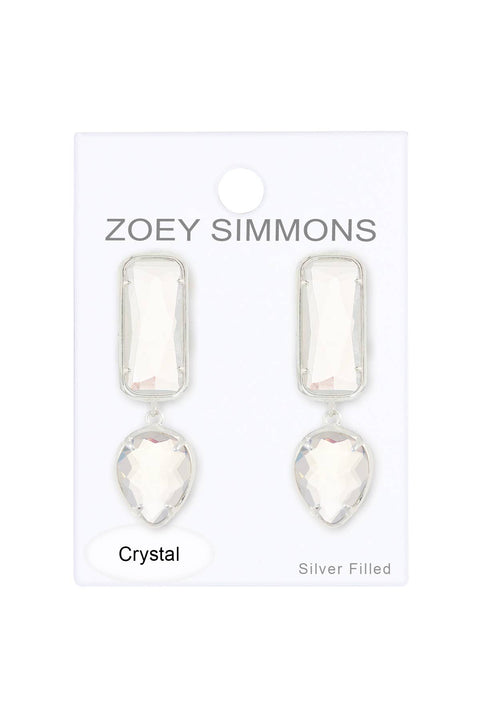 Moonstone Crystal Hanging Post Earrings - SF
