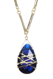 London Blue Crystal Pendant Necklace - GF