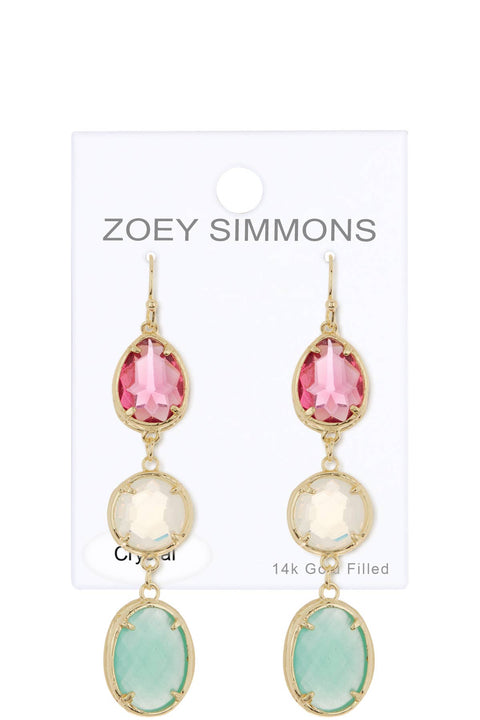 Amazonite Crystal & Mixed Crystal Drop Earrings - GF