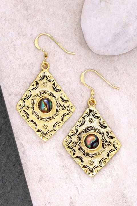 Abalone & 14k Gold Plated Indira Drop Earrings - GF