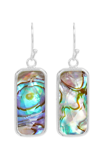 Abalone Quartz Rectangle Earrings - SF