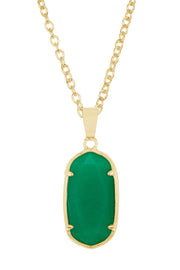 Green Chalcedony Crystal Pendant Necklace - GF