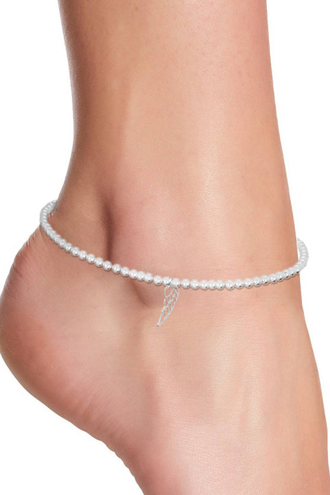 Feather Charm Beaded Anklet - SF