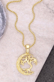 Moon & Tree Drop Pendant Necklace - GF