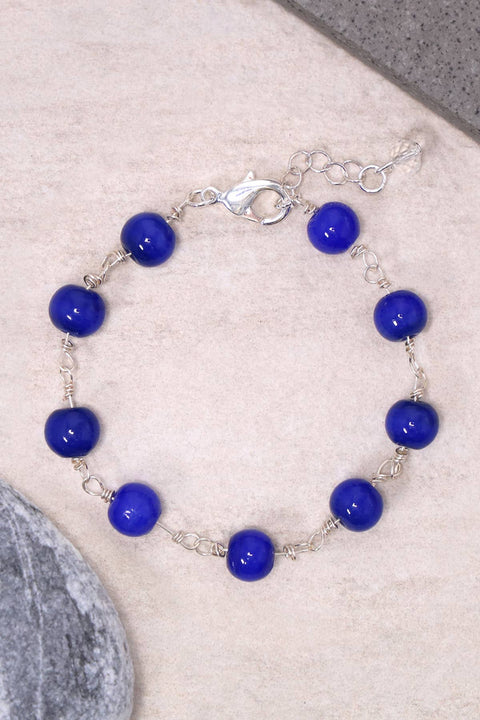 Blue Murano Glass Mala Beads Bracelet - SF