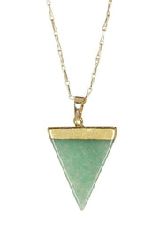 Green Aventurine Triangle Pendant Necklace - GF