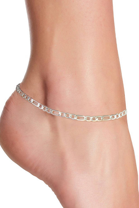 Silver Plated 3mm Figaro Chain Anklet - SP