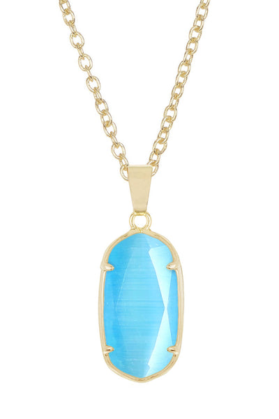 Blue Cat's Eye Pendant Necklace - GF