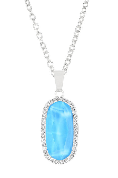 Turquoise Quartz Halo Pendant Necklace - SF