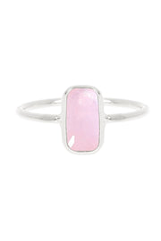 Rose Quartz Rectangle Petite Ring - SF