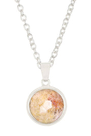 Lily Fossil Round Pendant Necklace - SF