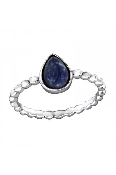 Sterling Silver Pear Ring With Sodalite - SS