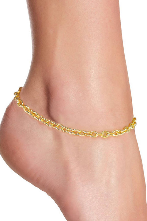 14k Gold Plated 4mm Cable Chain Anklet - GP