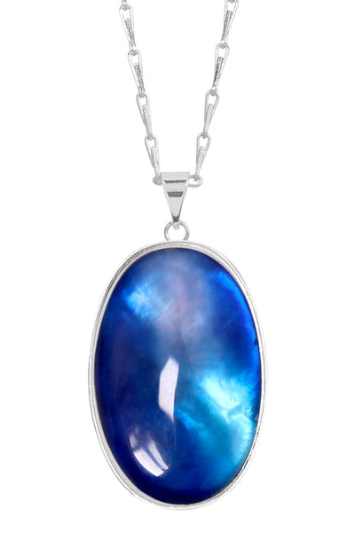 Labradorite Doublet Oval Cabochon Pendant Necklace - SF