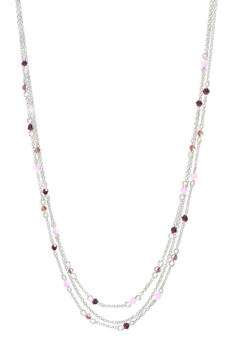 Purple Austrian Crystal Multi Strand Necklace - SF