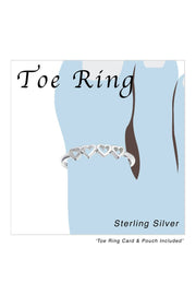 Sterling Silver Hearts Adjustable Toe Ring - SS