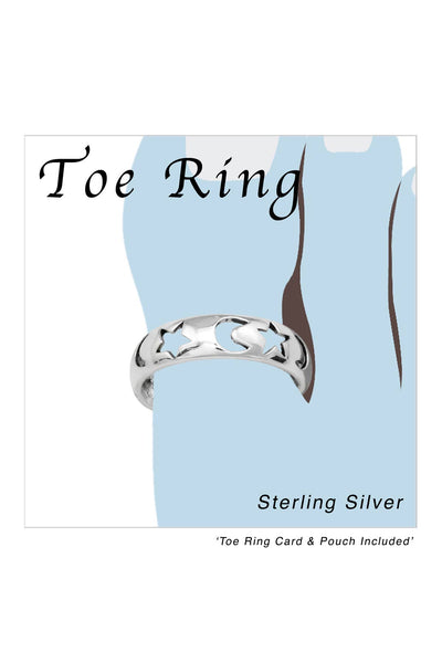 Sterling Silver Cutouts Adjustable Toe Ring - SS