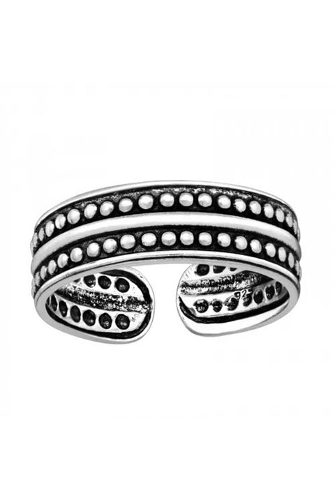 Sterling Silver Parallel Dots Adjustable Toe Ring - SS