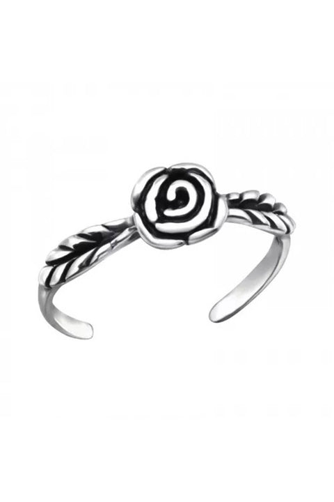 Sterling Silver Rose Adjustable Toe Ring - SS