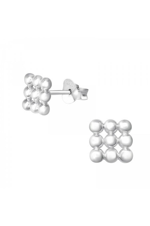 Sterling Silver Square Ear Studs - SS