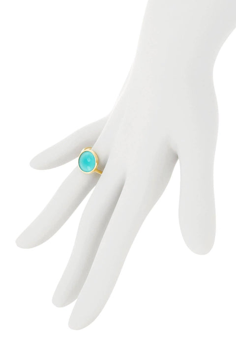 Amazonite Crystal Round Ring - GF