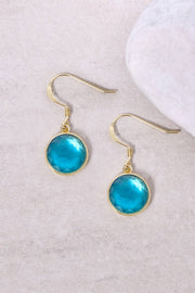 Blue Mother Of Pearl Drop Earrings - GF