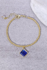 Lapis Beaded Charm Bracelet - GF