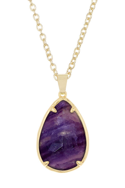 Amethyst Pear Cut Pendant Necklace - GF