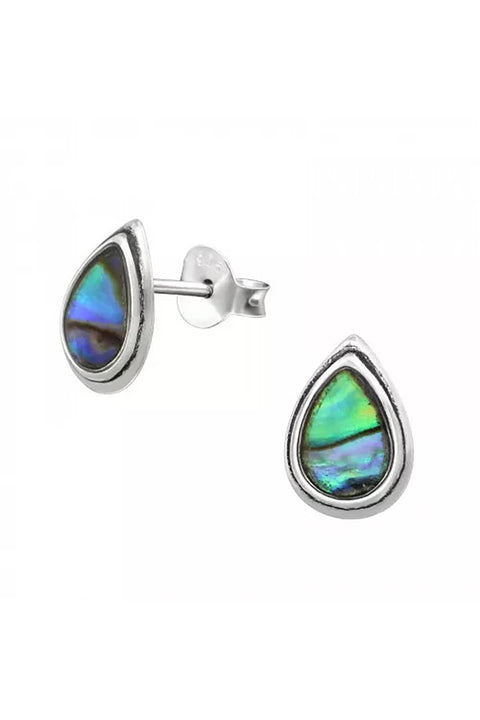 Sterling Silver Drop Ear Studs & Imitation Stone - SS