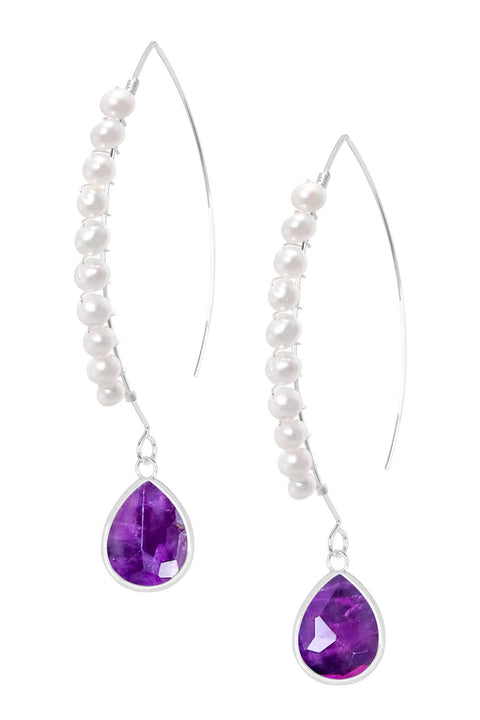 Amethyst & Sterling Silver Threader Earrings - SS